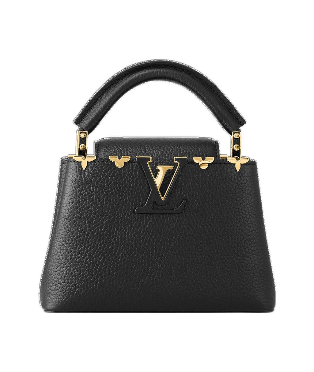 LOUIS VUITTON Черная кожаная сумка с короткими ручками, фото 1