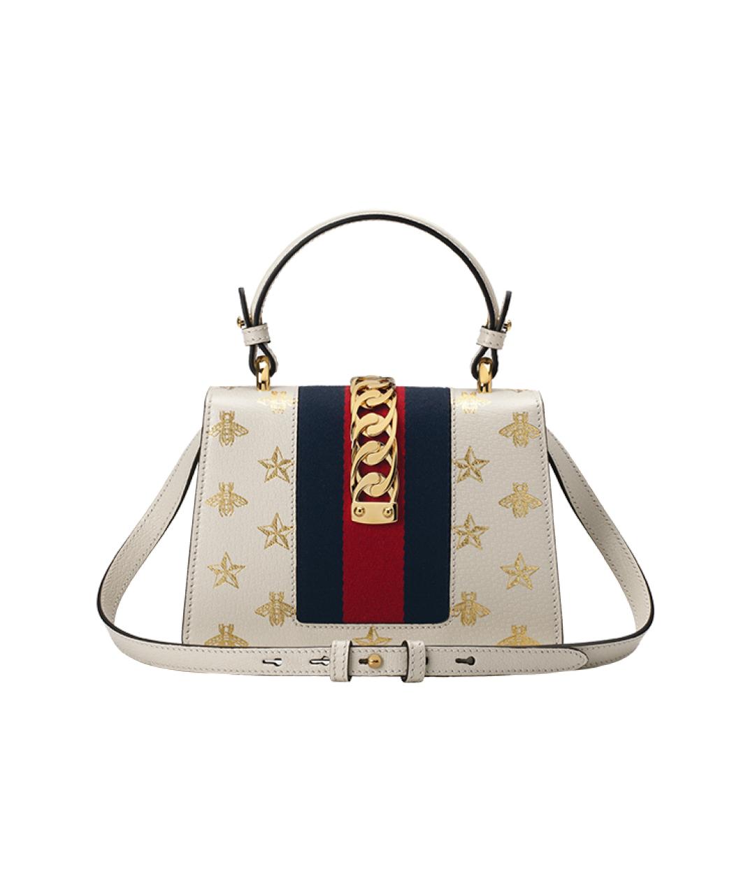 GUCCI Белая кожаная сумка с короткими ручками, фото 2