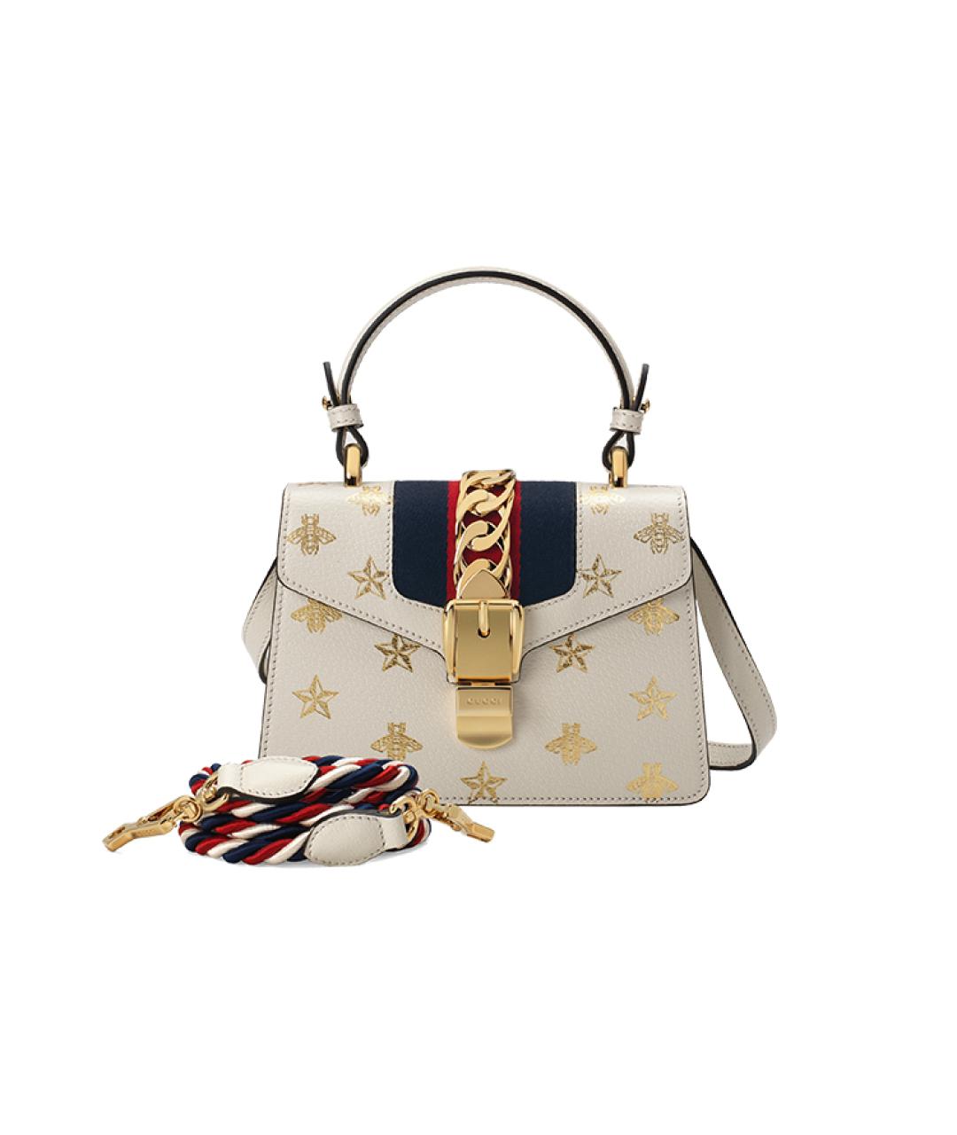 GUCCI Белая кожаная сумка с короткими ручками, фото 4