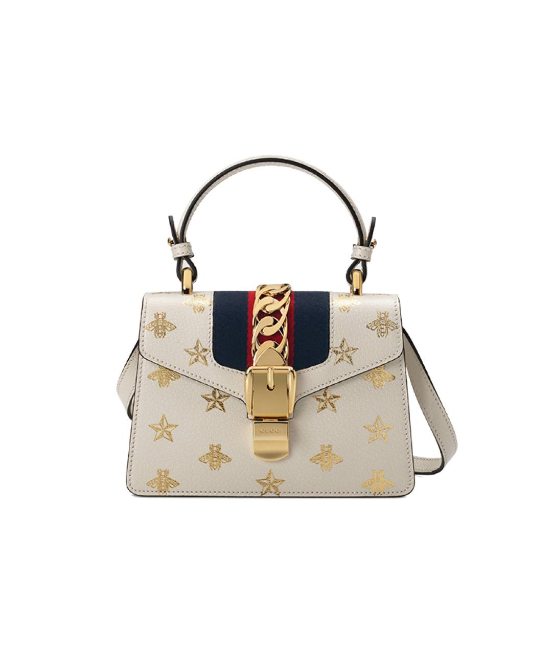 GUCCI Белая кожаная сумка с короткими ручками, фото 1