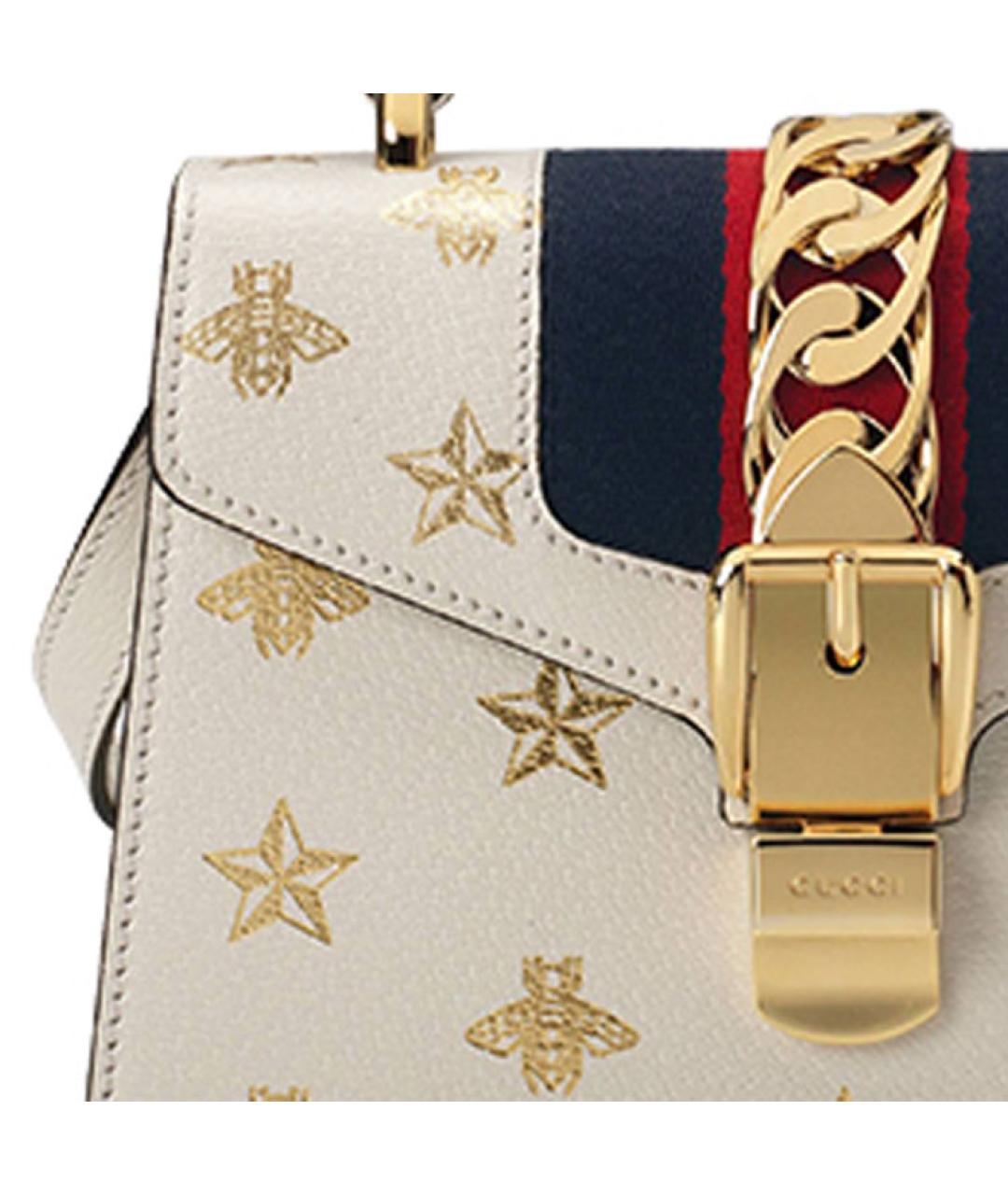 GUCCI Белая кожаная сумка с короткими ручками, фото 9