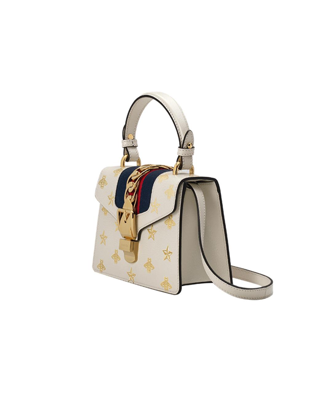GUCCI Белая кожаная сумка с короткими ручками, фото 3