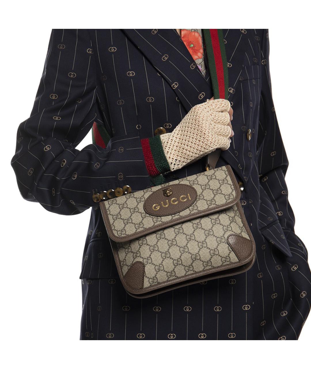 GUCCI Бежевая сумка через плечо из канвы, фото 6