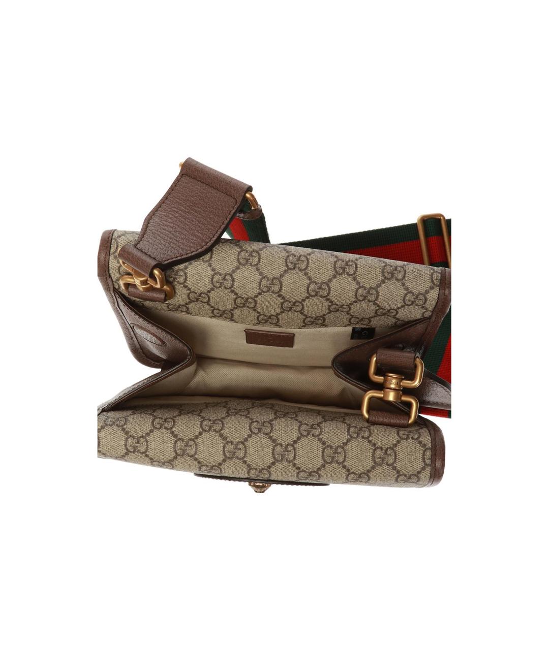 GUCCI Бежевая сумка через плечо из канвы, фото 4