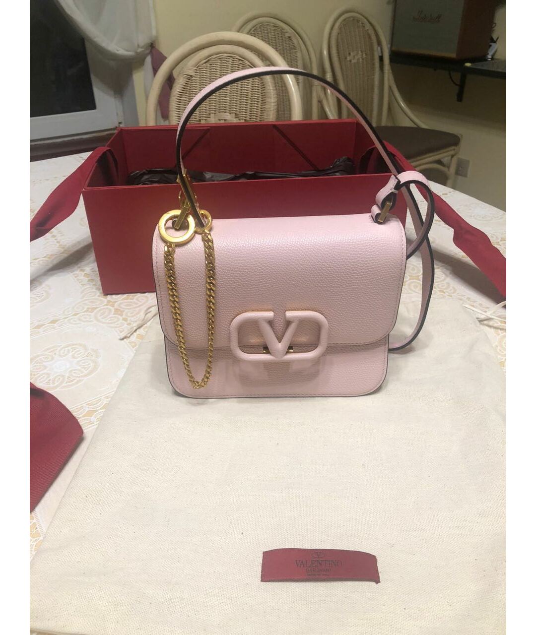 VALENTINO Розовая кожаная сумка тоут, фото 6