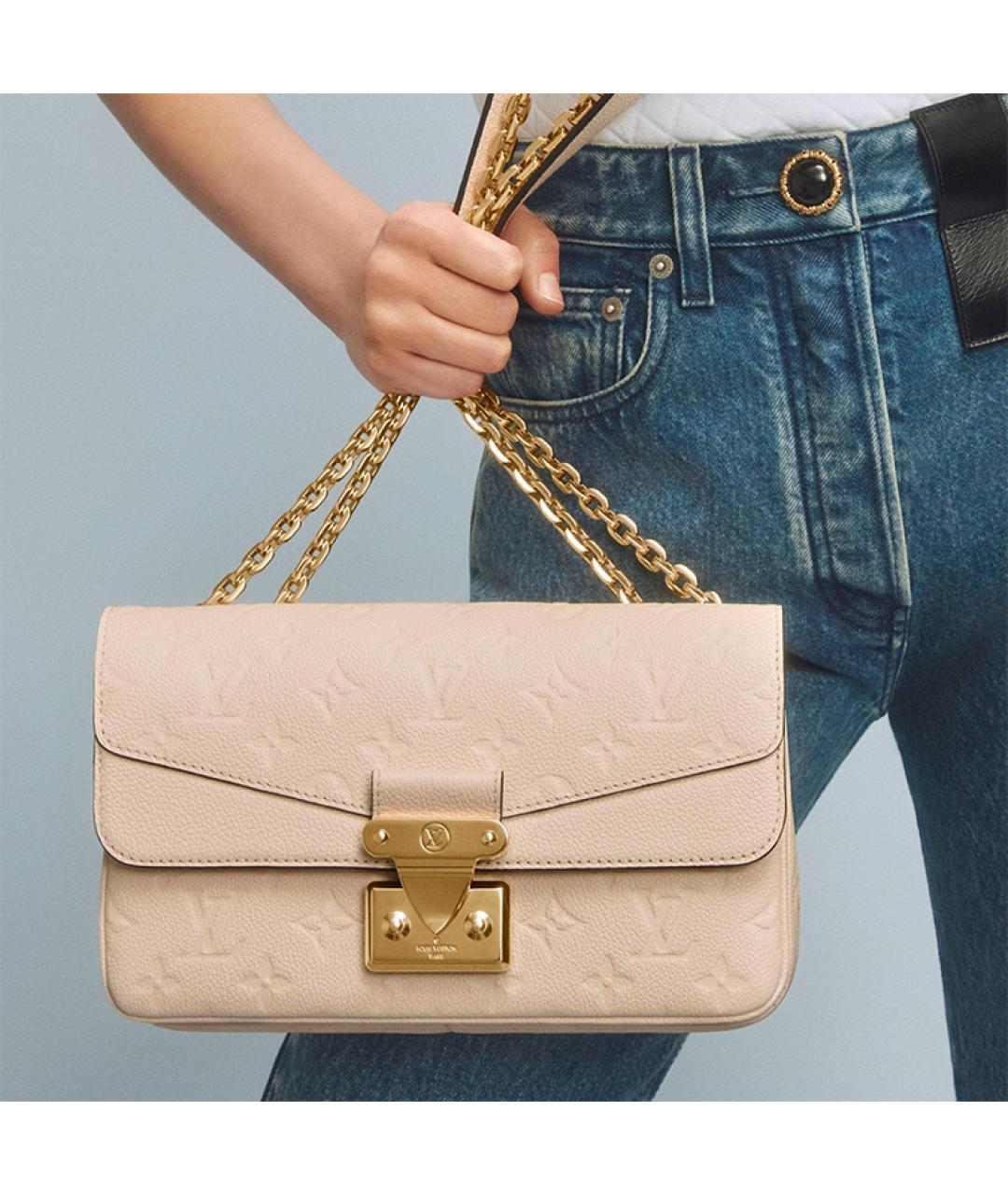 LOUIS VUITTON Бежевая кожаная сумка через плечо, фото 6