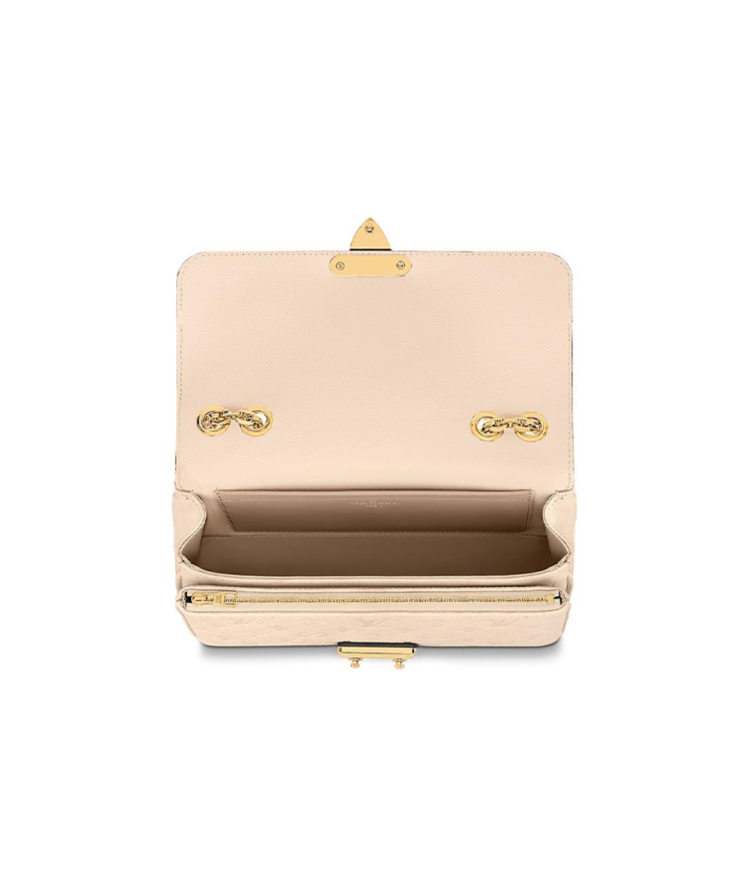 LOUIS VUITTON Бежевая кожаная сумка через плечо, фото 4