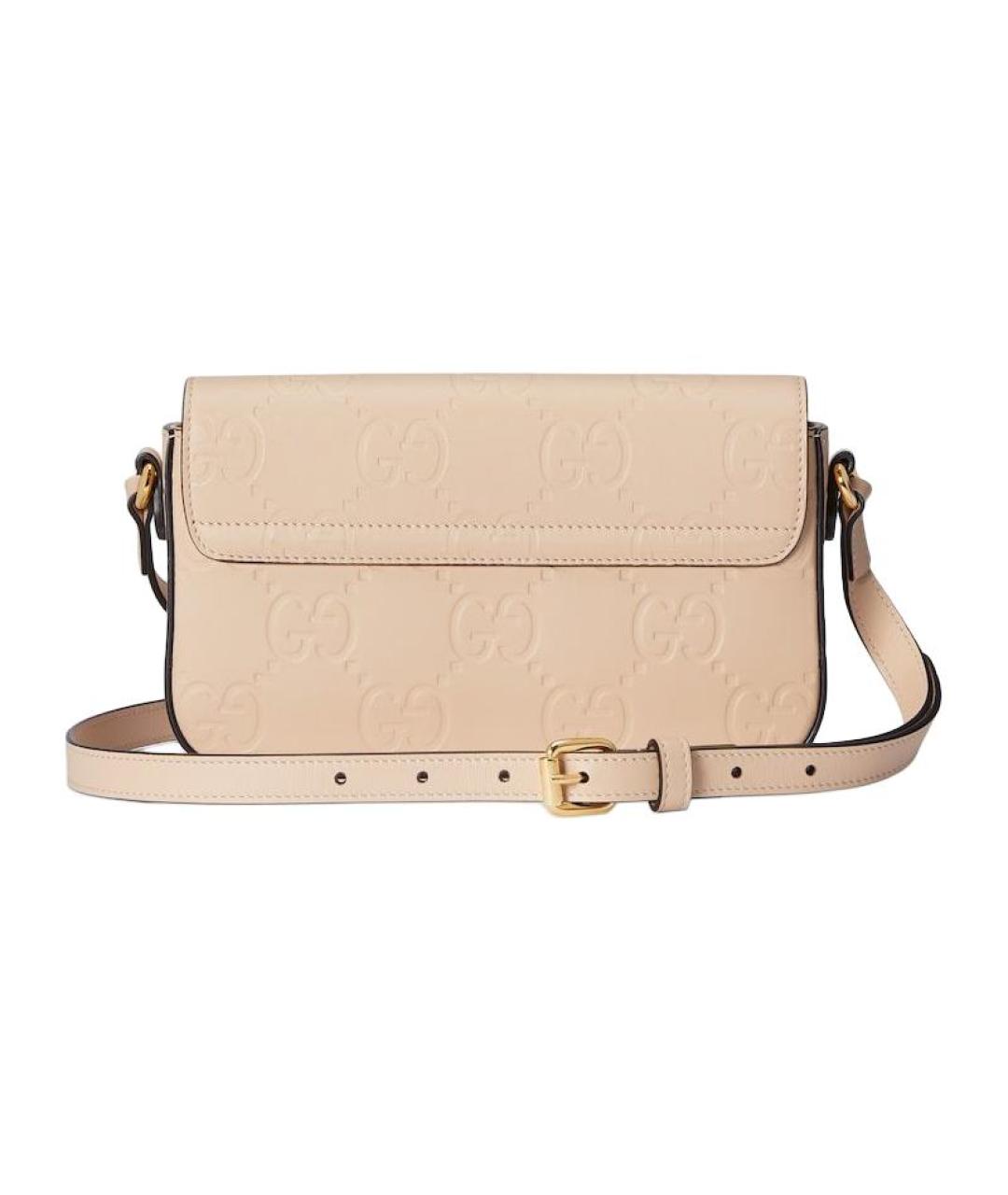 GUCCI Бежевая кожаная сумка через плечо, фото 5