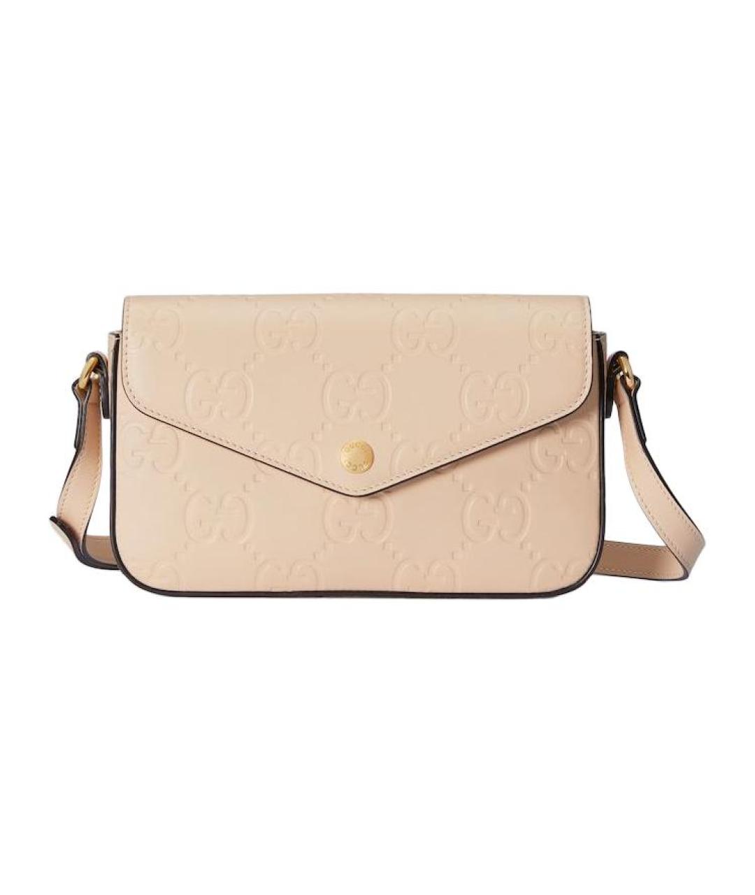 GUCCI Бежевая кожаная сумка через плечо, фото 1