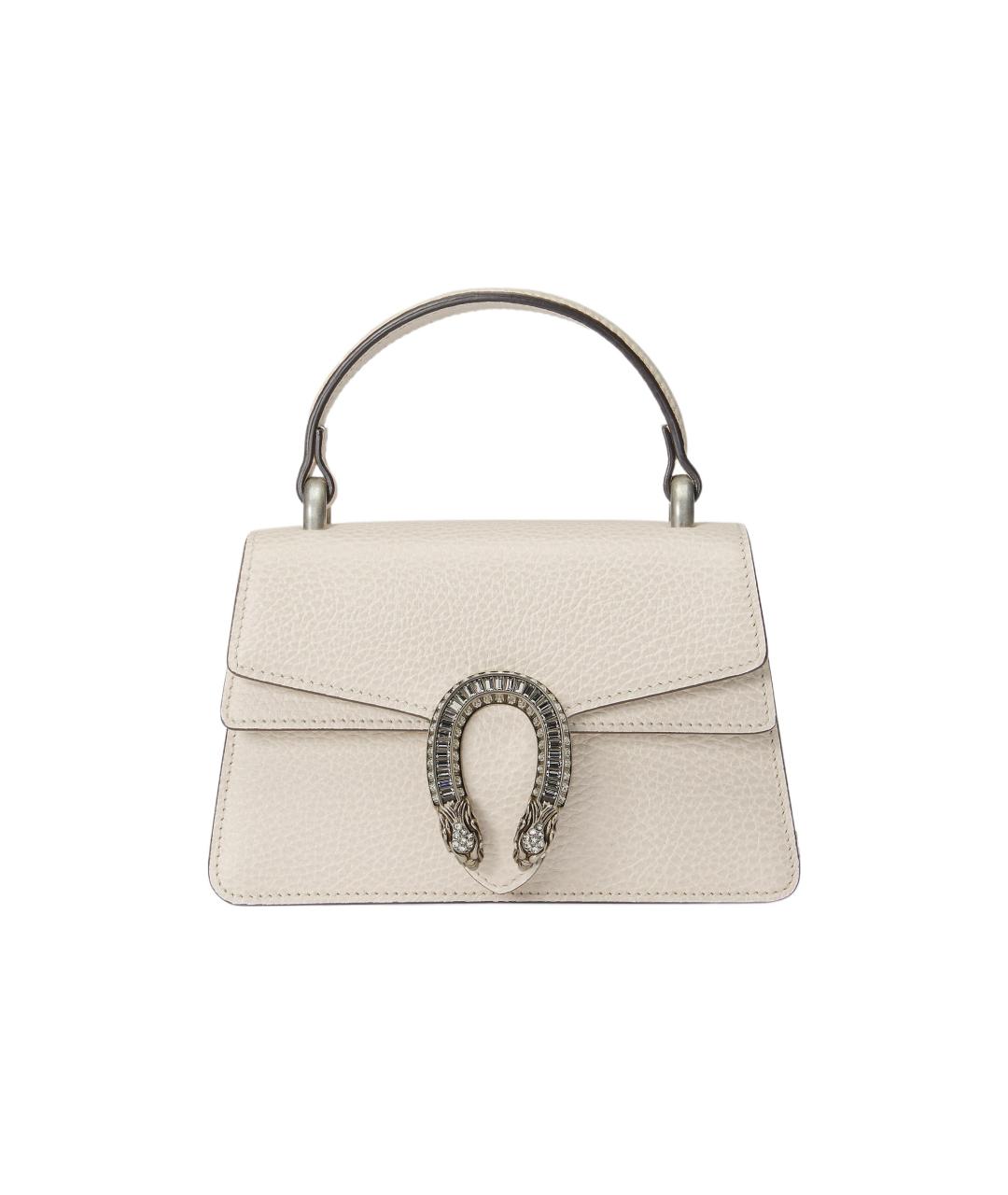 GUCCI Белая кожаная сумка с короткими ручками, фото 1