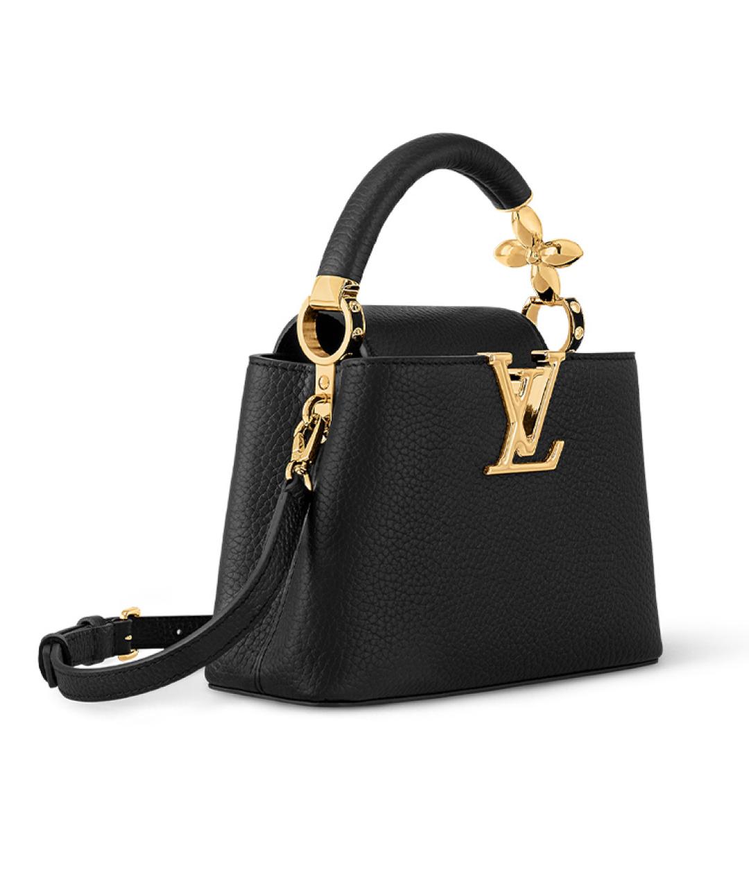 LOUIS VUITTON Черная кожаная сумка с короткими ручками, фото 2