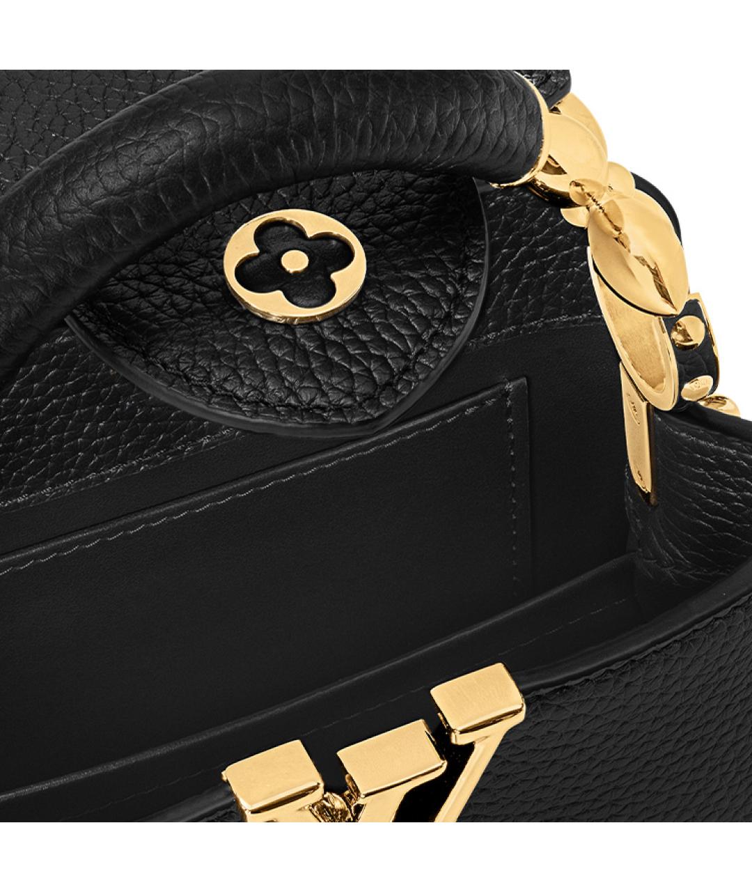 LOUIS VUITTON Черная кожаная сумка с короткими ручками, фото 3