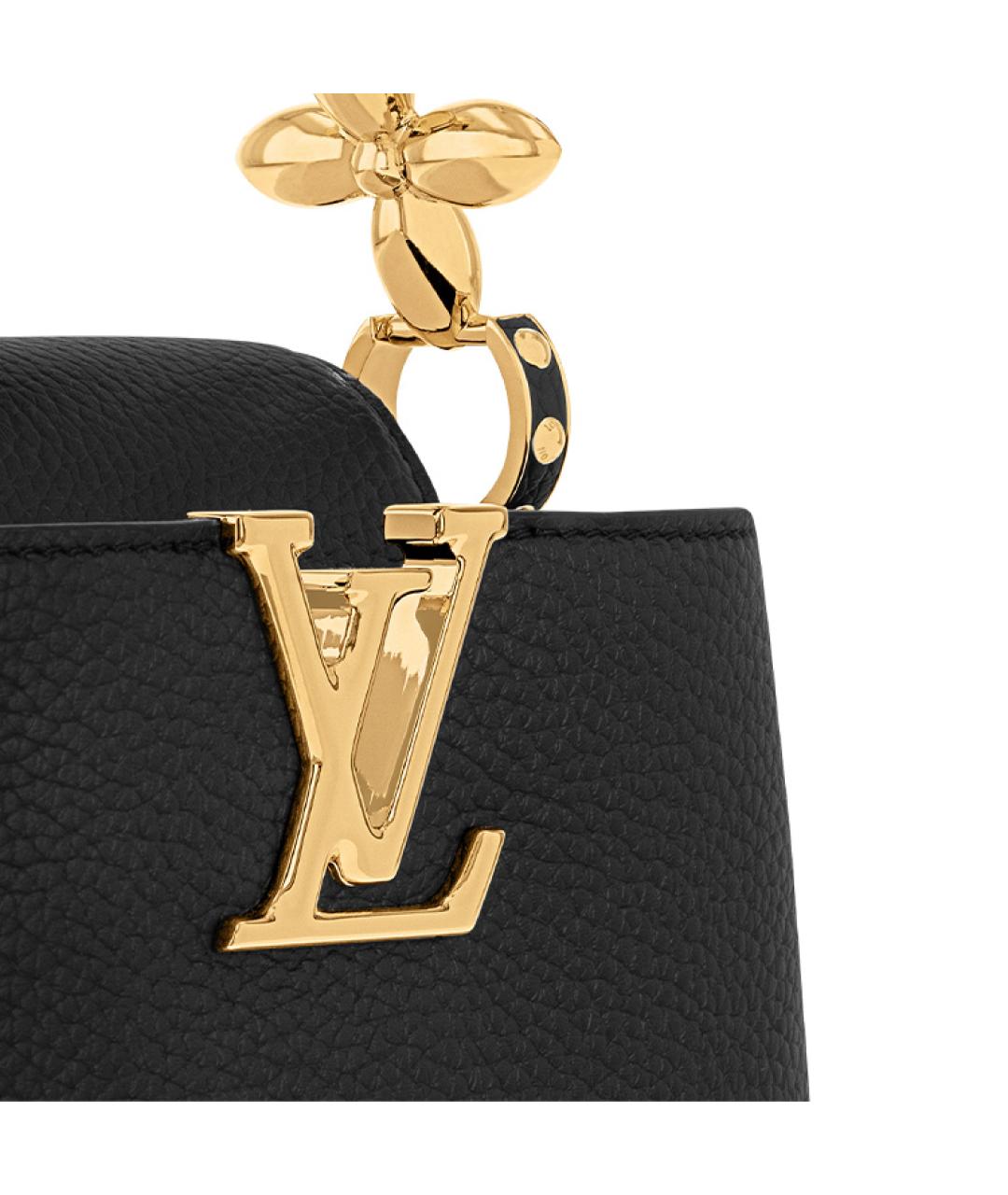 LOUIS VUITTON Черная кожаная сумка с короткими ручками, фото 4