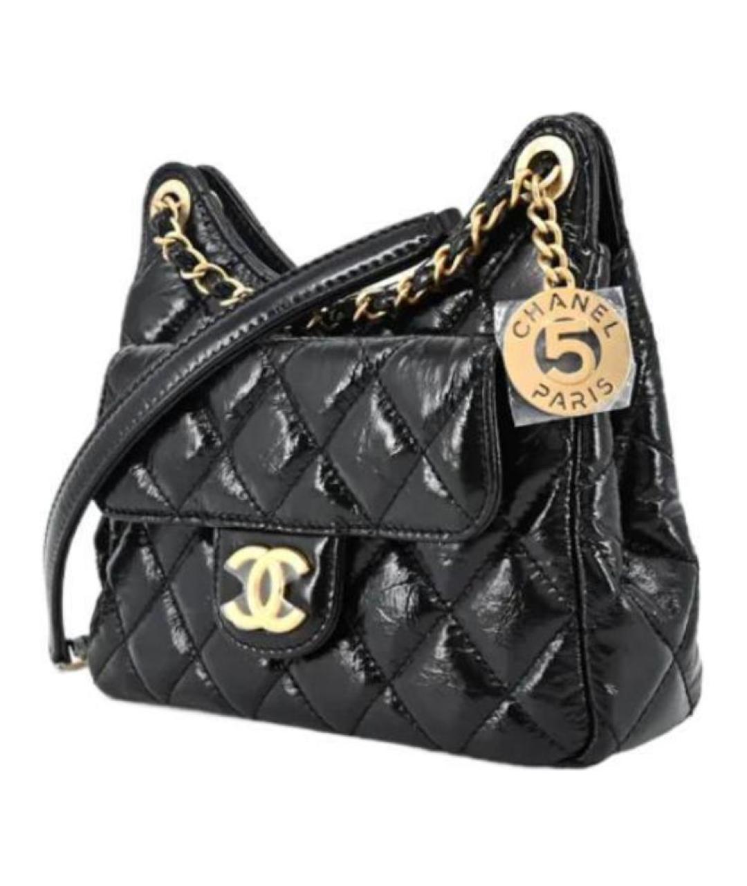 CHANEL Черная кожаная сумка через плечо, фото 2