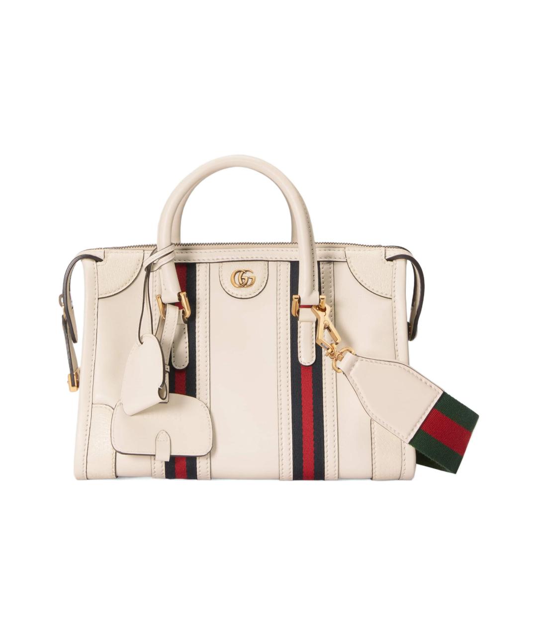 GUCCI Белая кожаная сумка с короткими ручками, фото 1