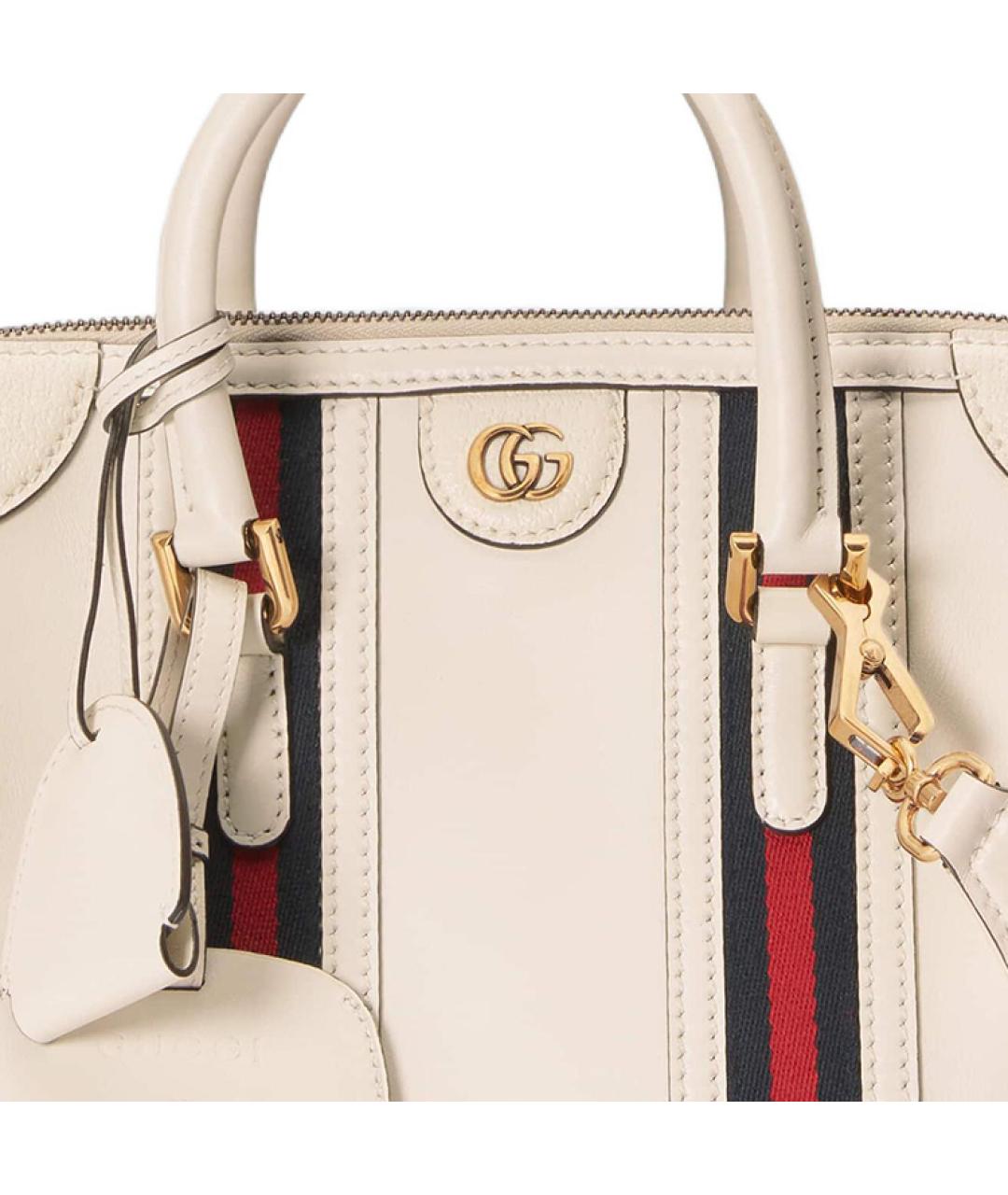 GUCCI Белая кожаная сумка с короткими ручками, фото 8