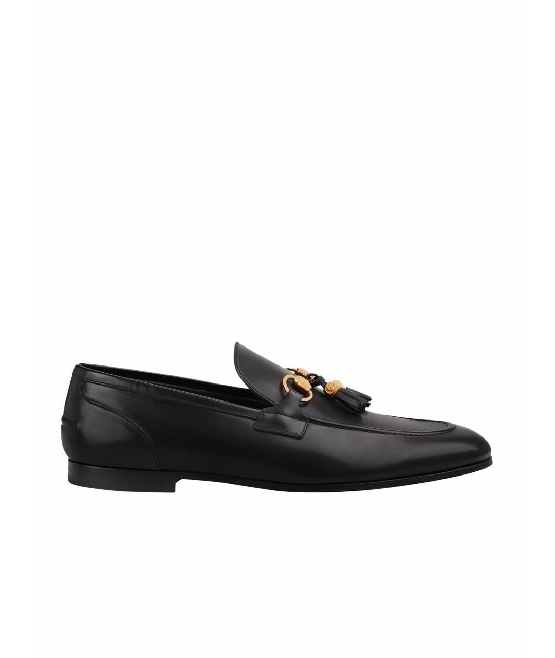 GUCCI Черные кожаные лоферы, фото 1