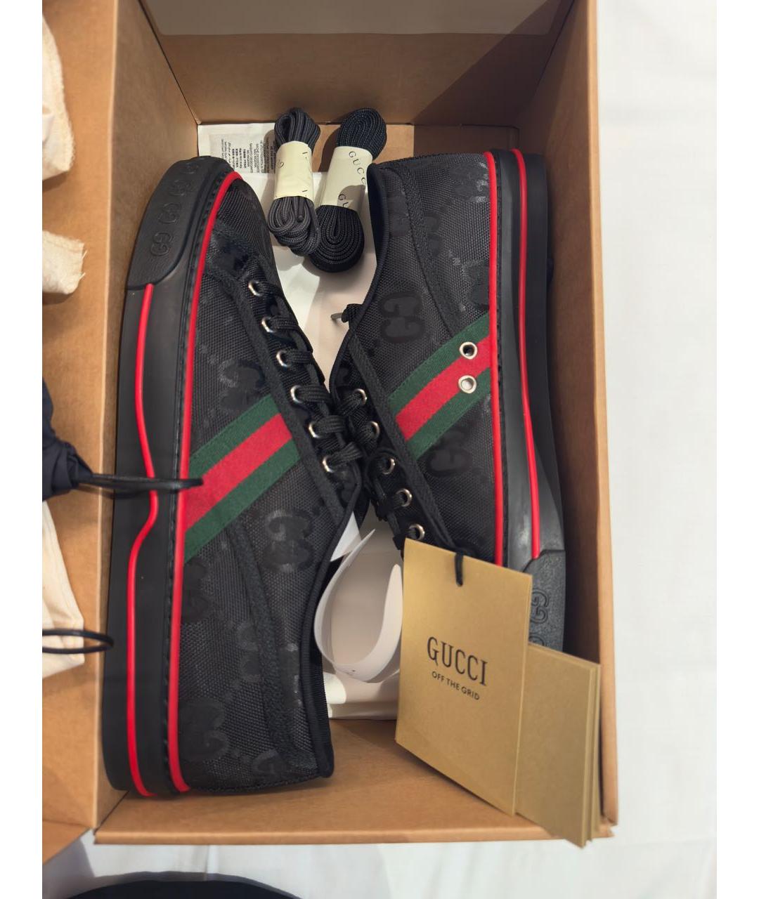 GUCCI Черные текстильные низкие кроссовки / кеды, фото 6