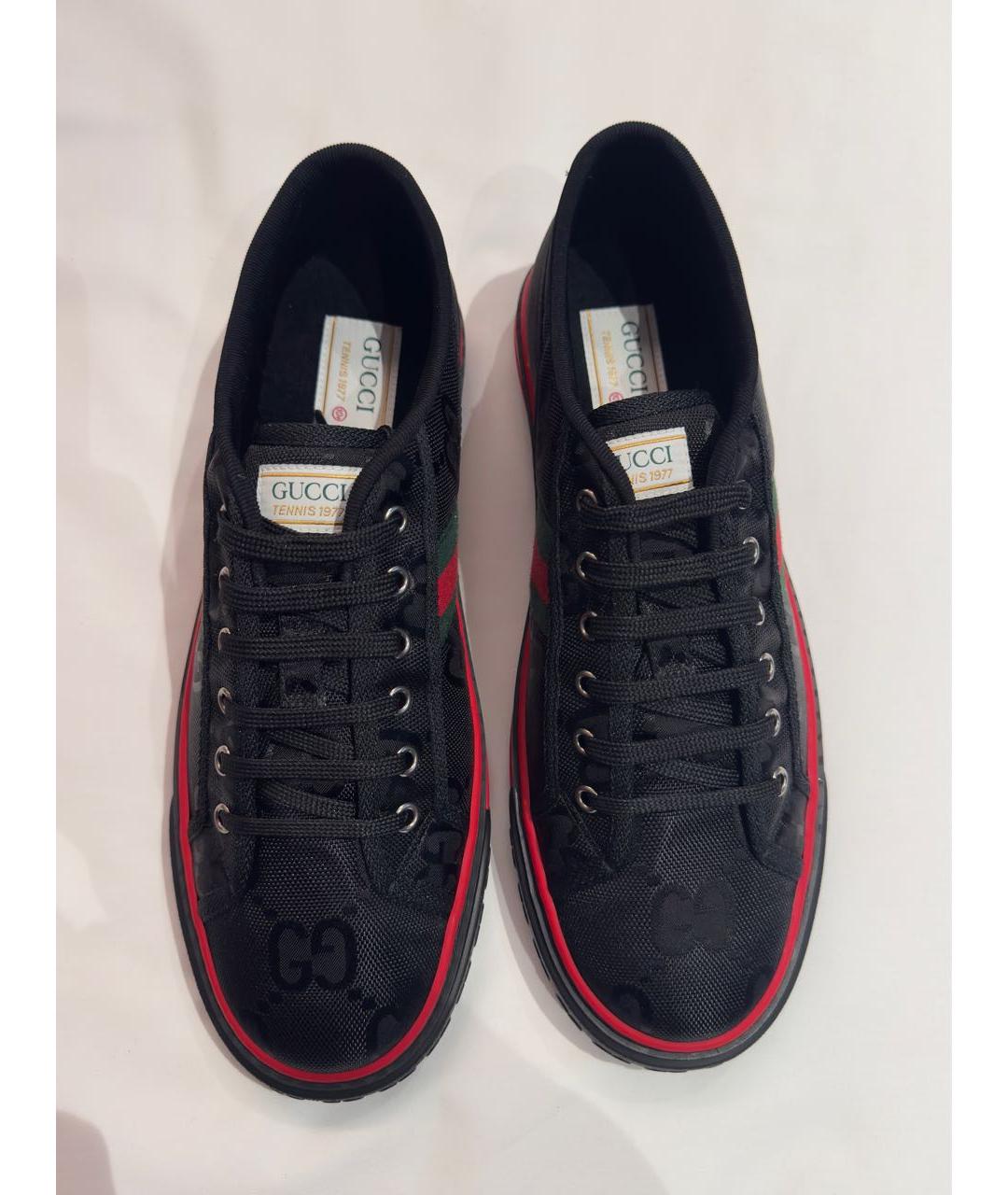 GUCCI Черные текстильные низкие кроссовки / кеды, фото 5
