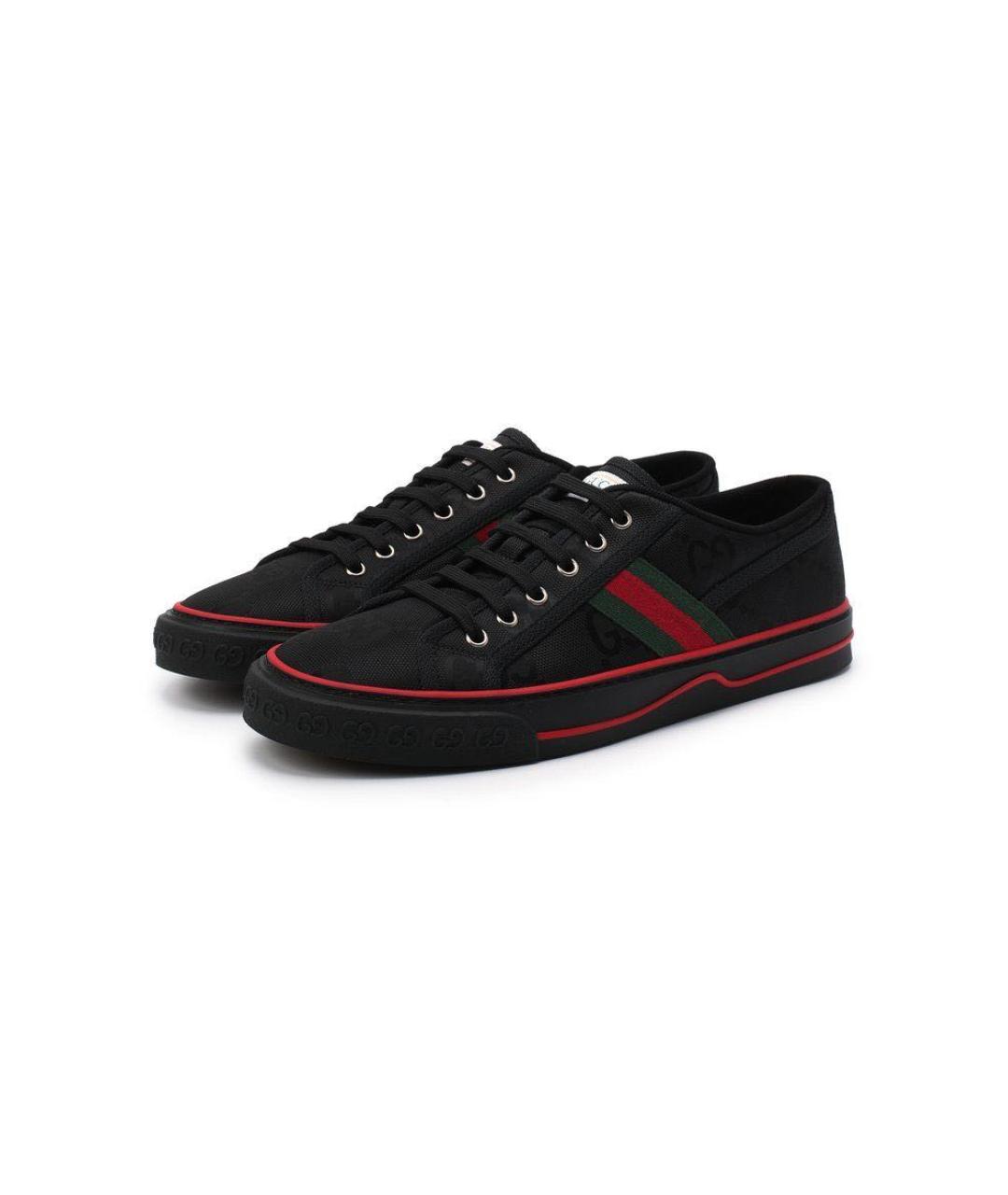 GUCCI Черные текстильные низкие кроссовки / кеды, фото 2