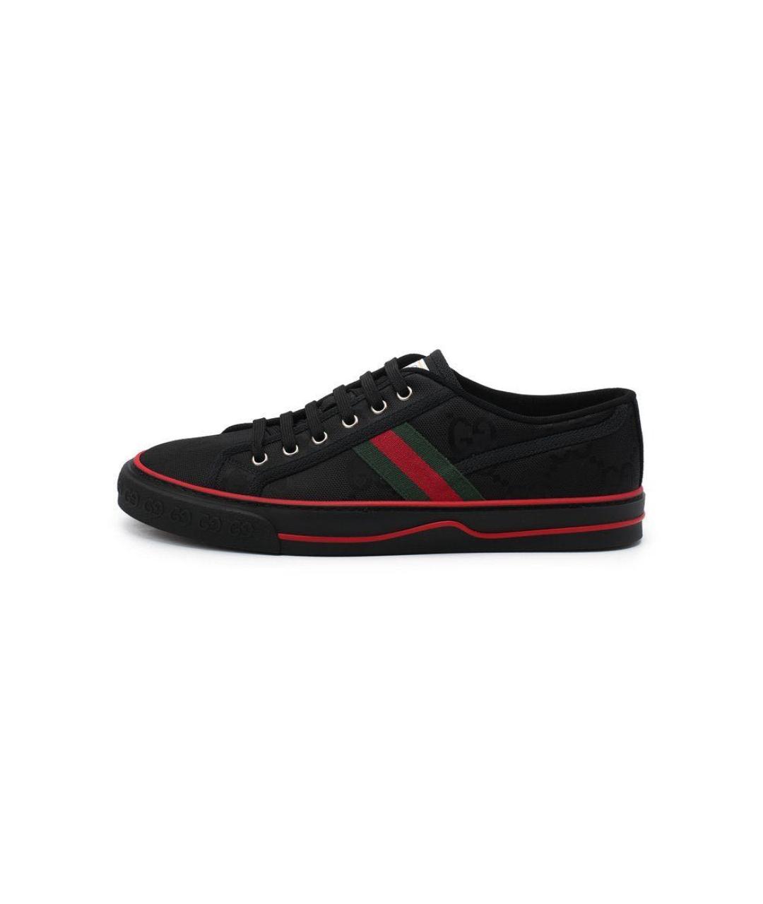 GUCCI Черные текстильные низкие кроссовки / кеды, фото 8