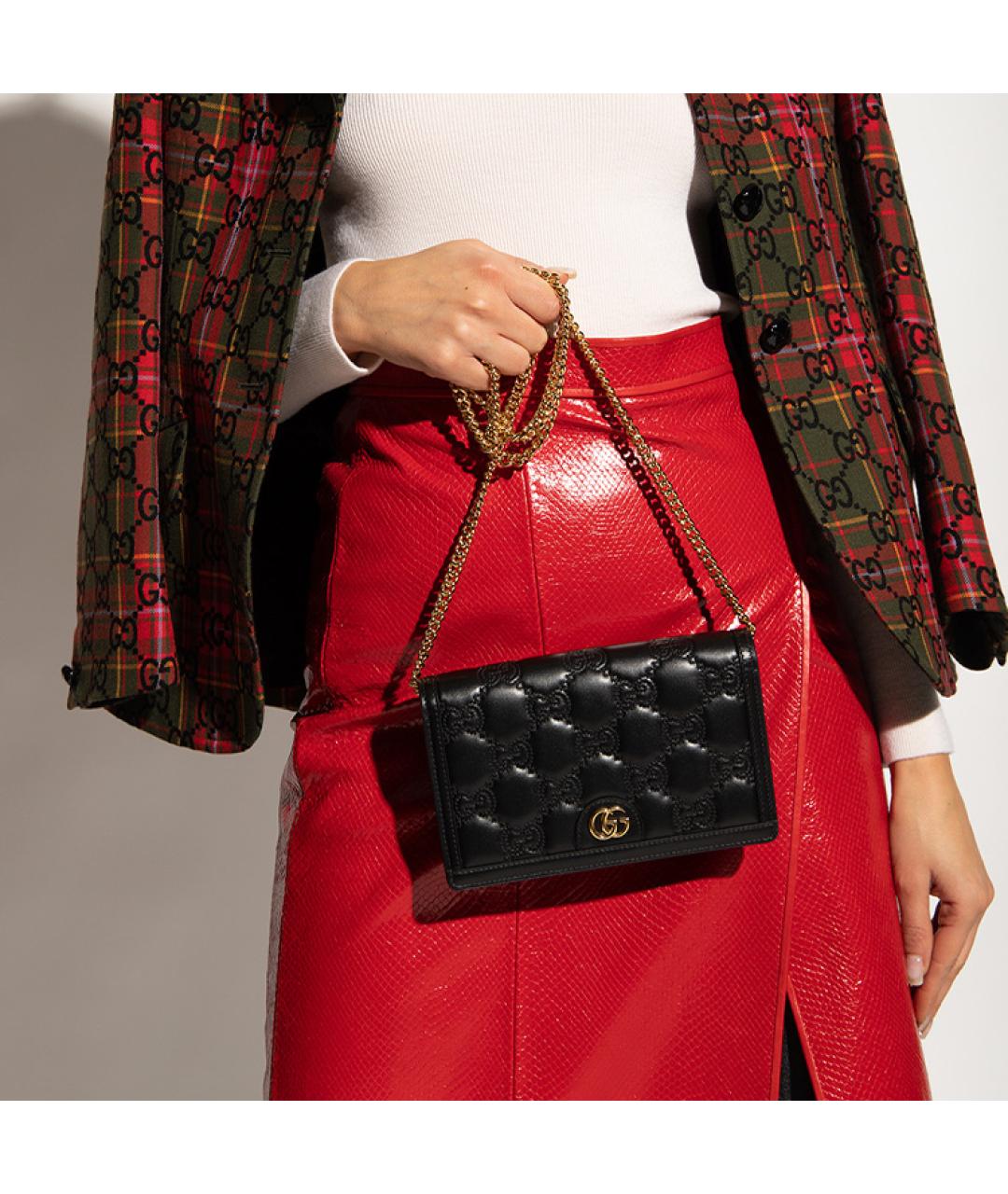 GUCCI Черная кожаная сумка через плечо, фото 6