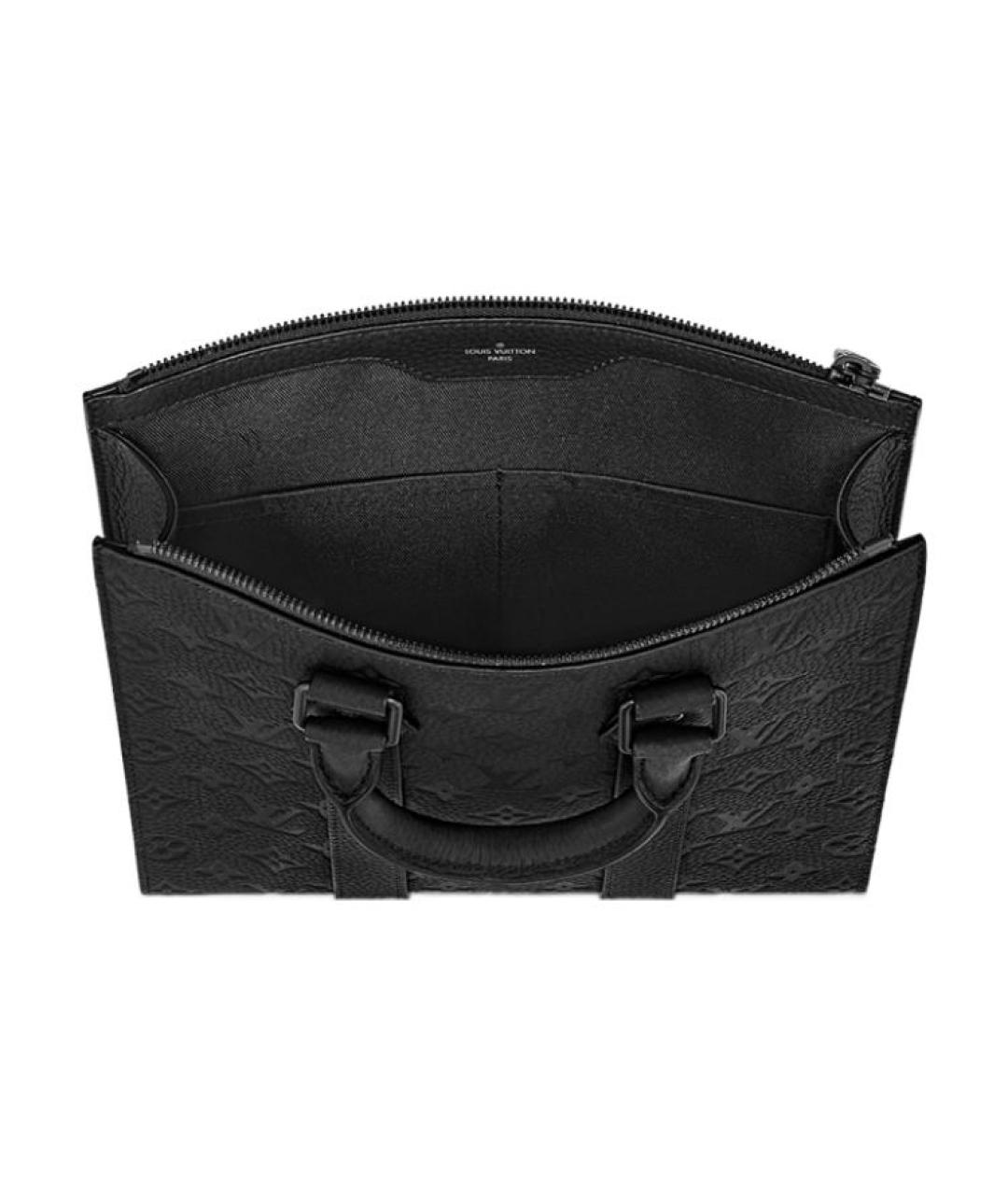 LOUIS VUITTON Черная кожаная барсетка, фото 4