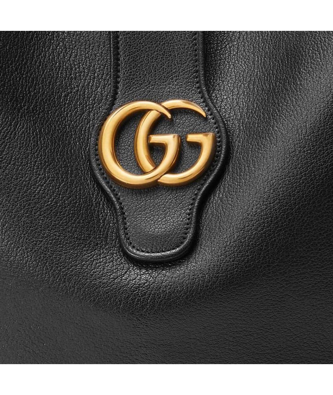 GUCCI Черная кожаная сумка с короткими ручками, фото 9