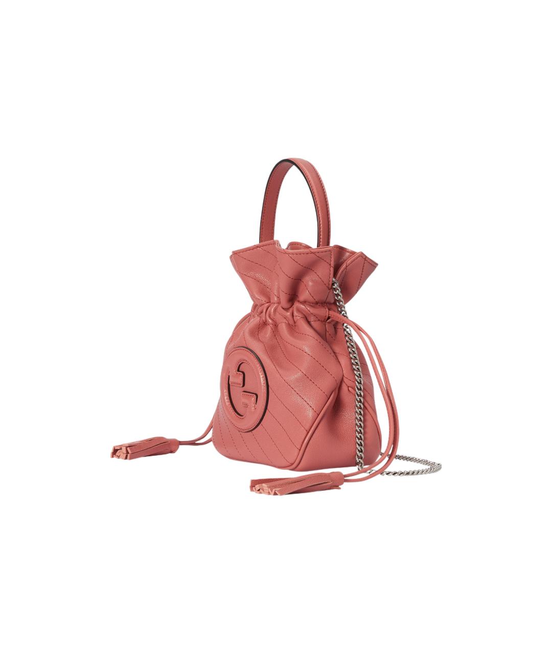 GUCCI Коралловая кожаная сумка с короткими ручками, фото 2