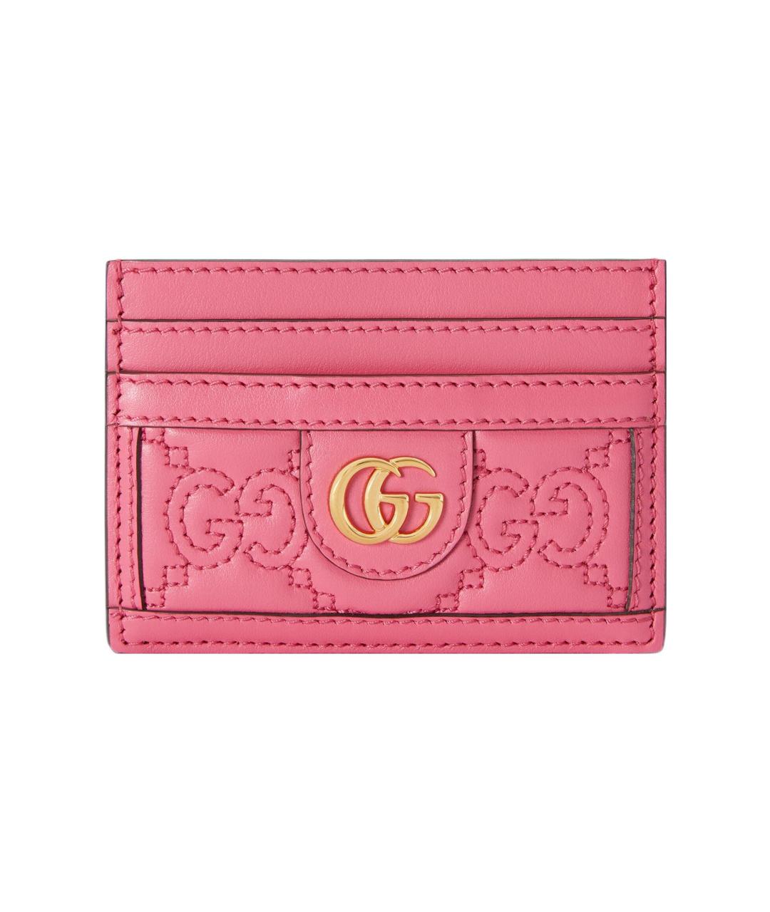 GUCCI Розовый кожаный кардхолдер, фото 1