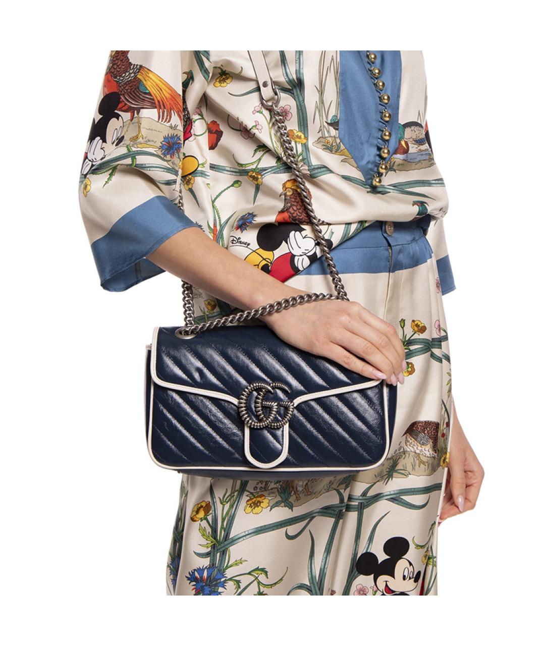 GUCCI Темно-синяя кожаная сумка через плечо, фото 9