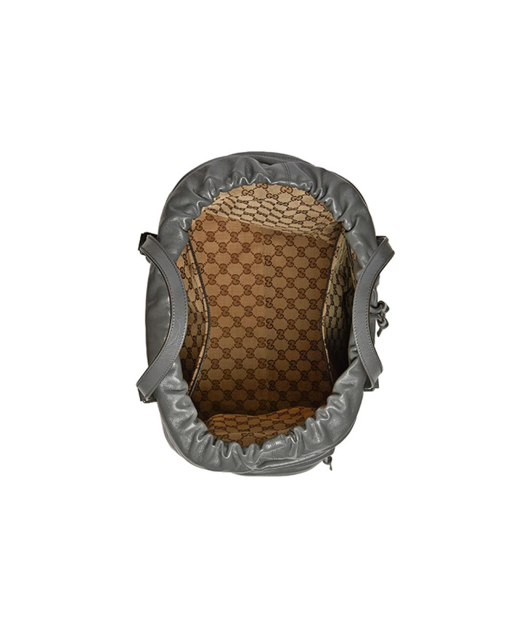 GUCCI Серая кожаная барсетка, фото 7