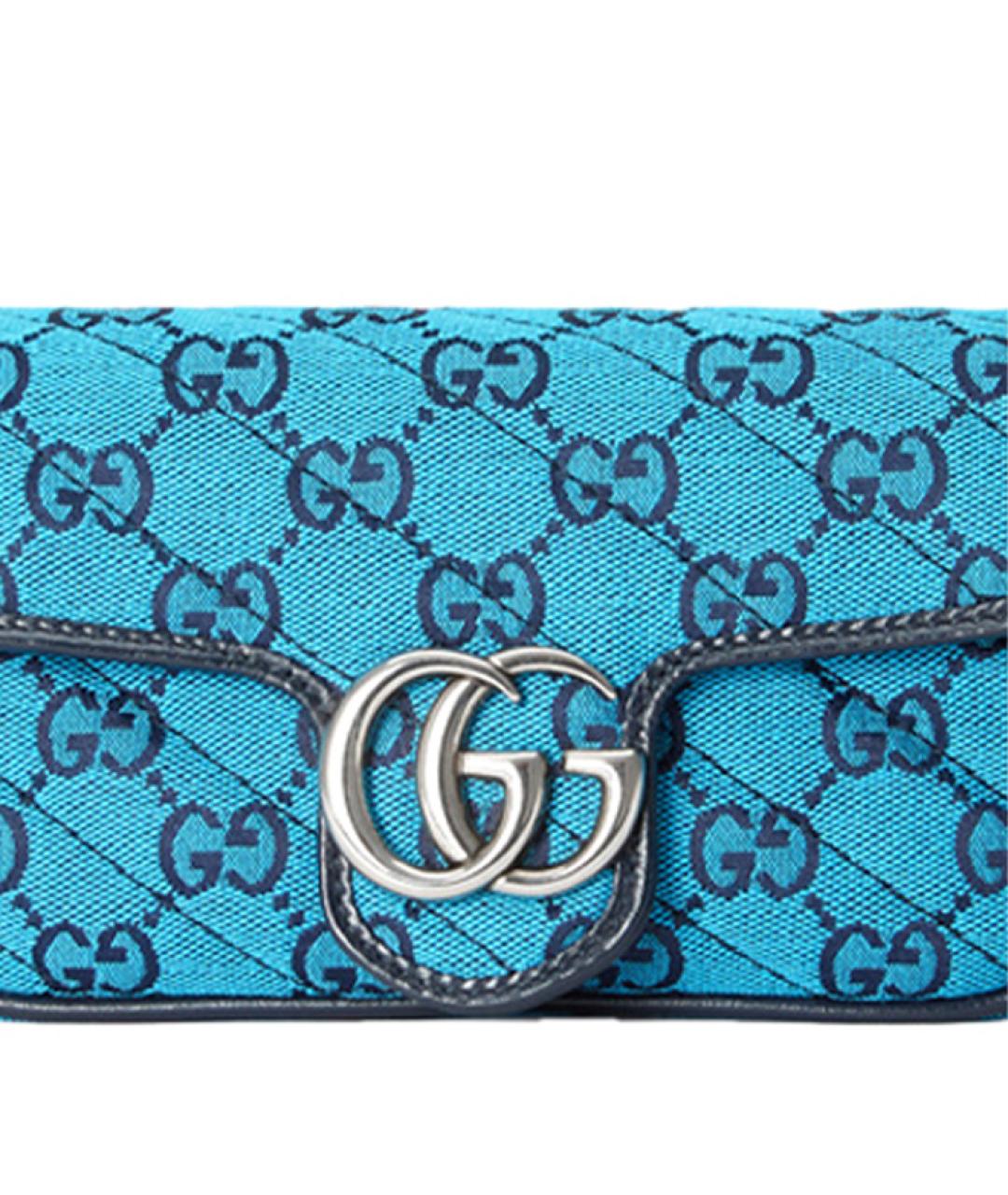 GUCCI Голубая хлопковая сумка через плечо, фото 8