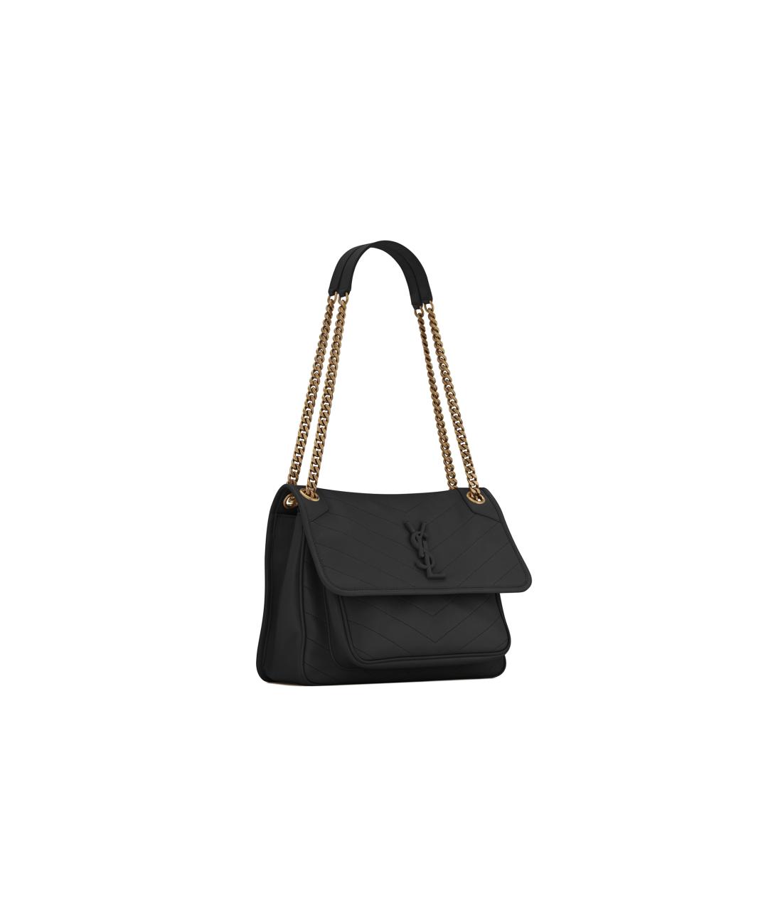 SAINT LAURENT Черная кожаная сумка через плечо, фото 5