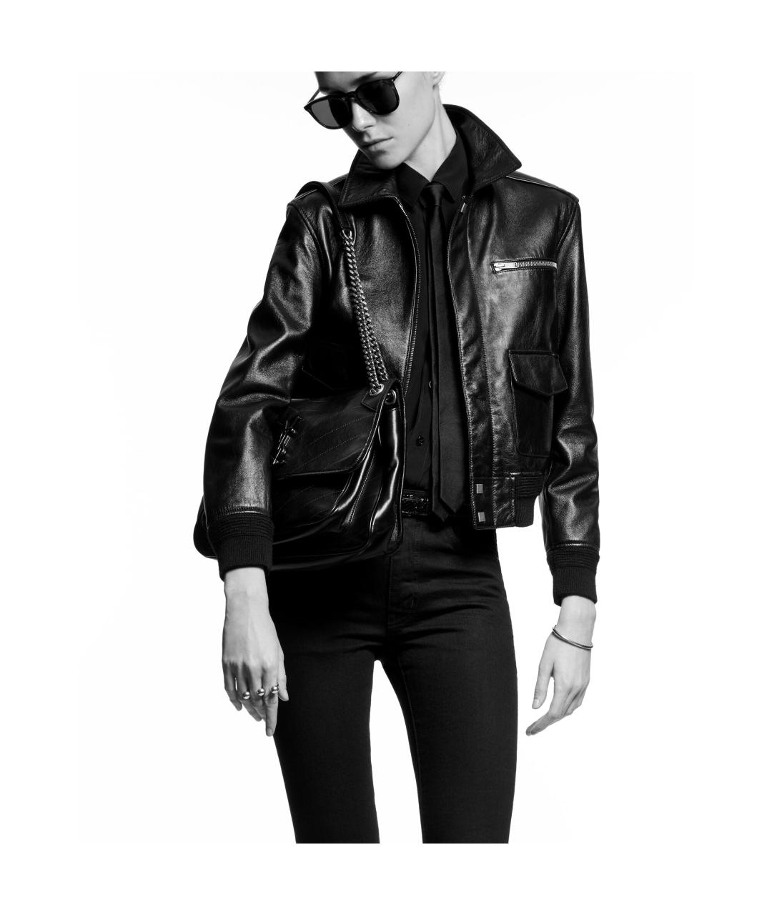 SAINT LAURENT Черная кожаная сумка через плечо, фото 6