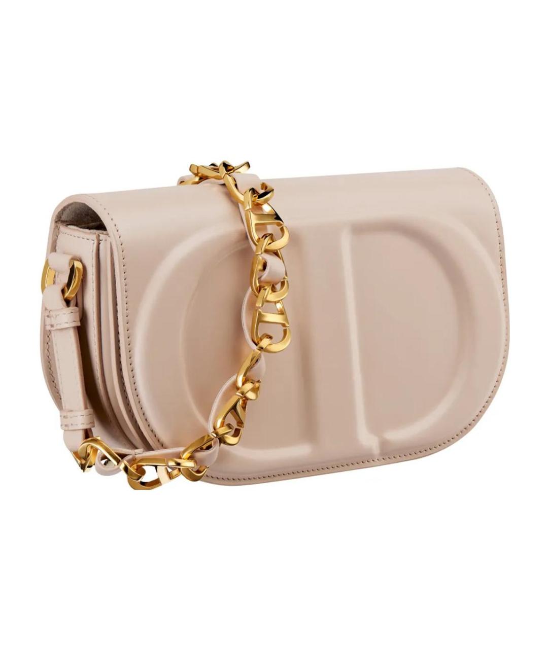 CHRISTIAN DIOR Бежевая кожаная сумка через плечо, фото 3