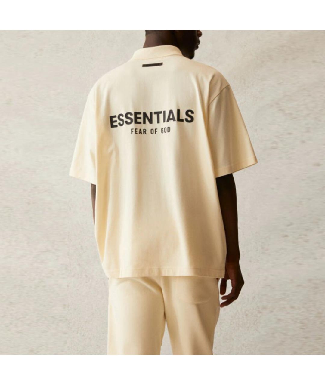 FEAR OF GOD ESSENTIALS Бежевая хлопковая футболка, фото 4