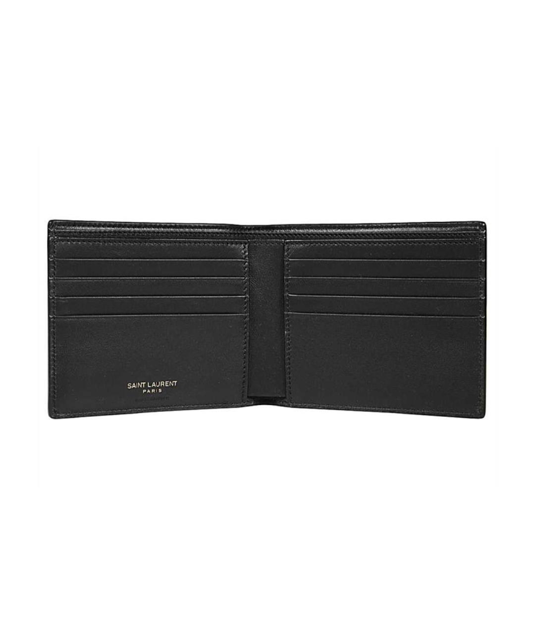 SAINT LAURENT Черный кожаный кошелек, фото 3