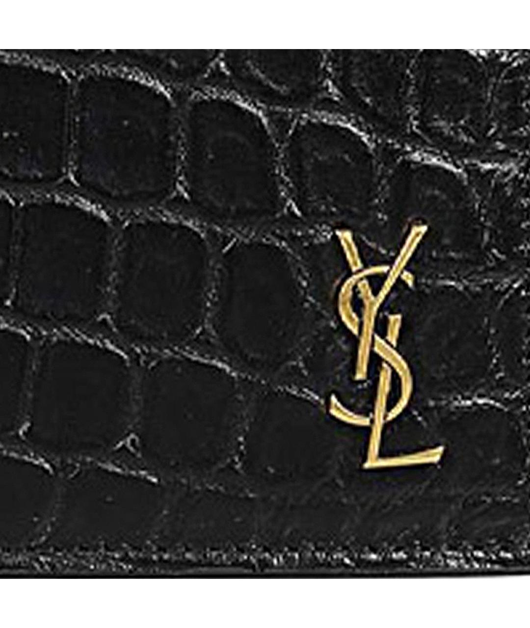 SAINT LAURENT Черный кожаный кошелек, фото 4
