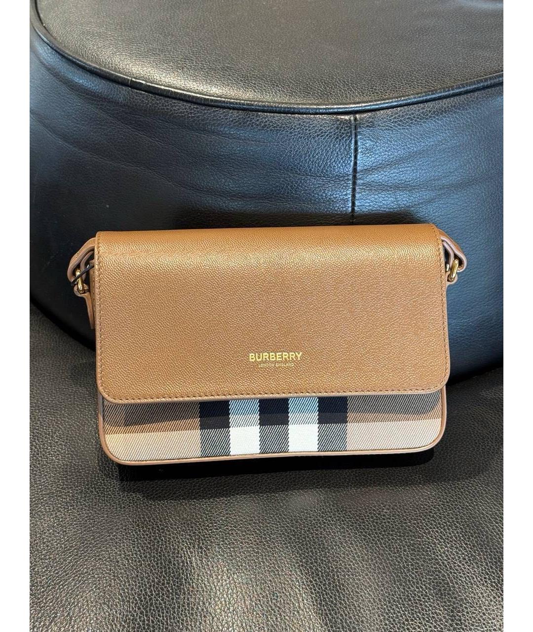 BURBERRY Коричневая кожаная сумка через плечо, фото 5