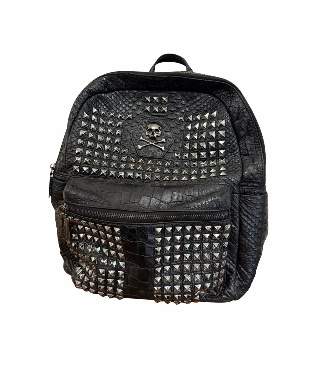 PHILIPP PLEIN Черный кожаный рюкзак, фото 1