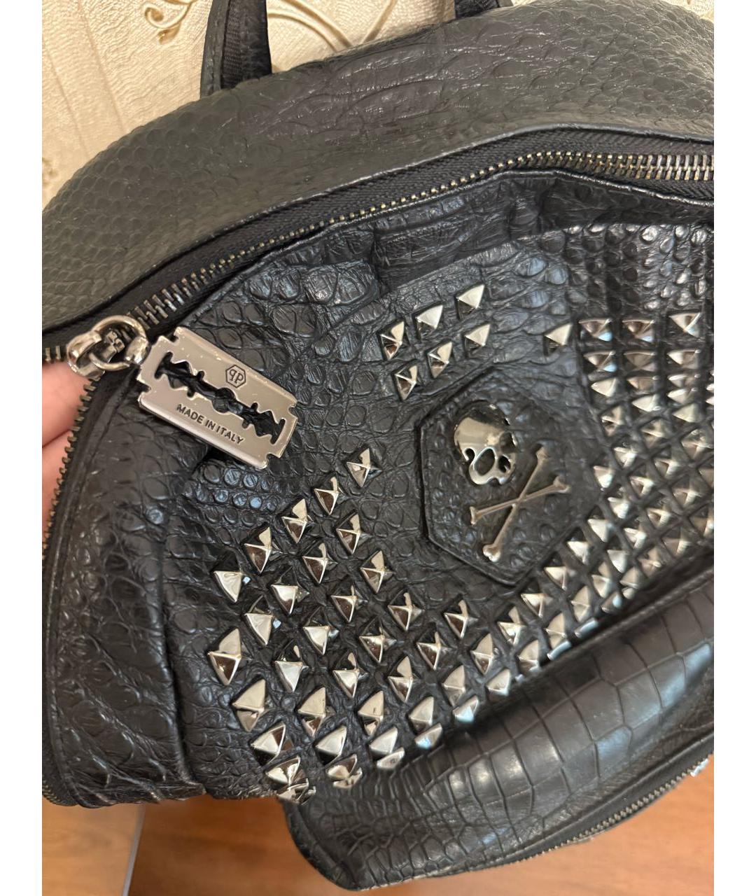 PHILIPP PLEIN Черный кожаный рюкзак, фото 3