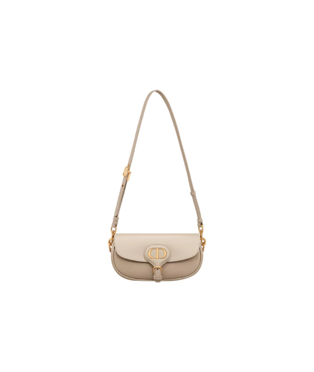 CHRISTIAN DIOR Бежевая кожаная сумка через плечо, фото 6