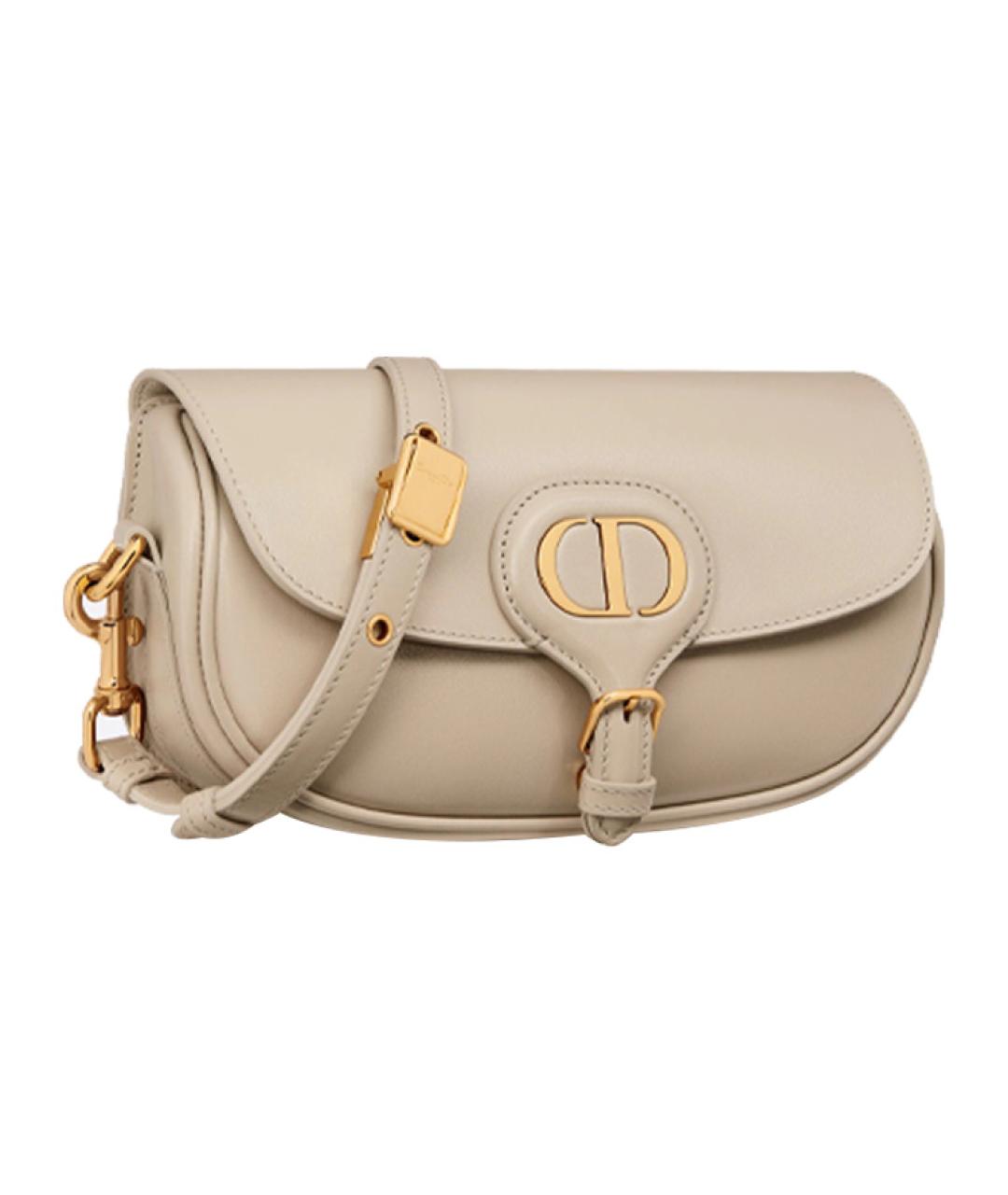 CHRISTIAN DIOR Бежевая кожаная сумка через плечо, фото 2