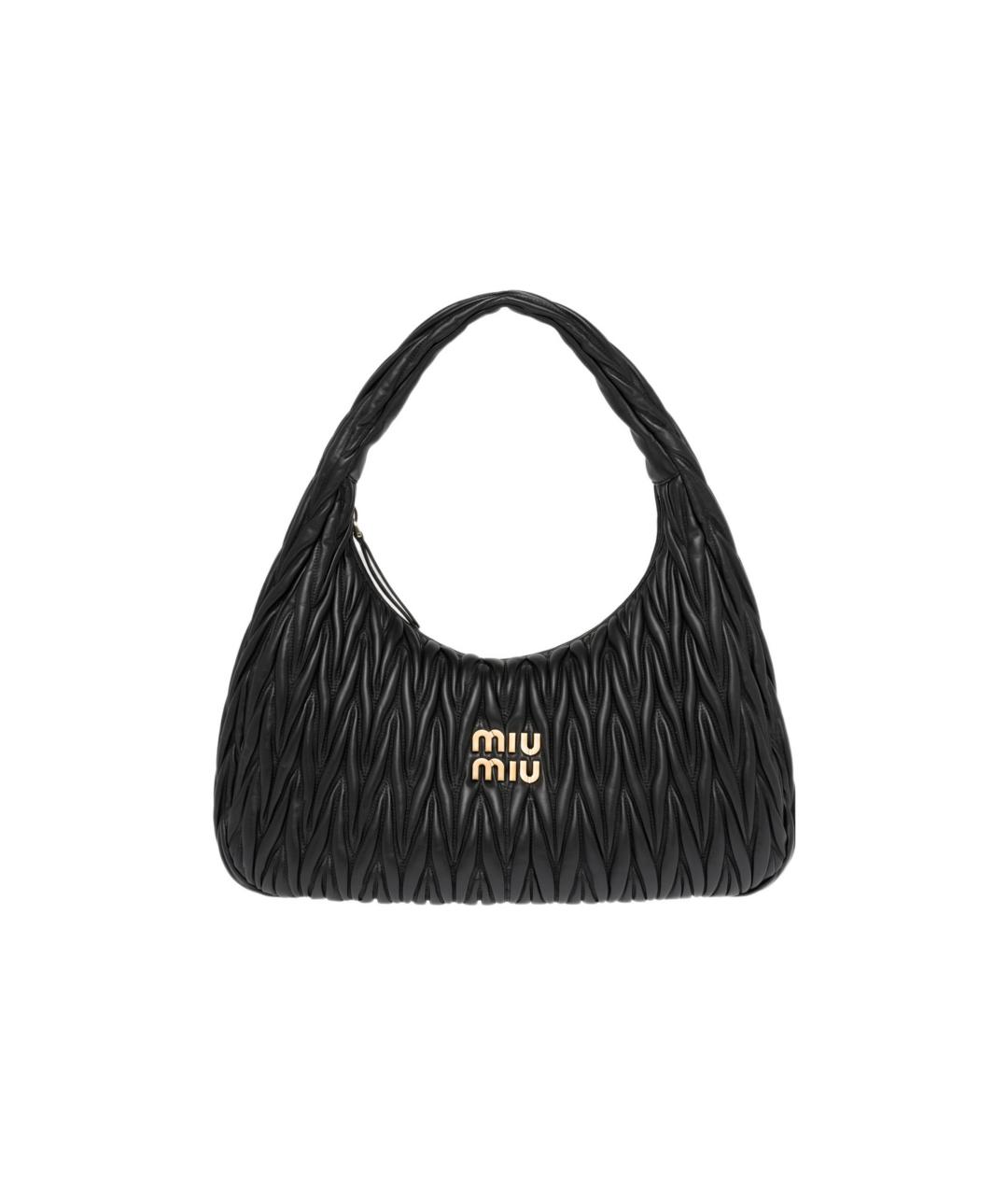 MIU MIU Черная кожаная сумка с короткими ручками, фото 1