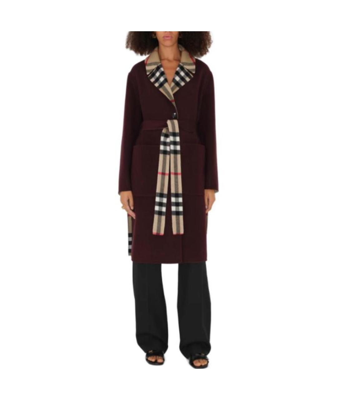 BURBERRY Бордовое пальто, фото 4