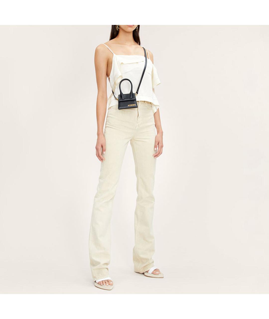 JACQUEMUS Черная кожаная сумка через плечо, фото 5