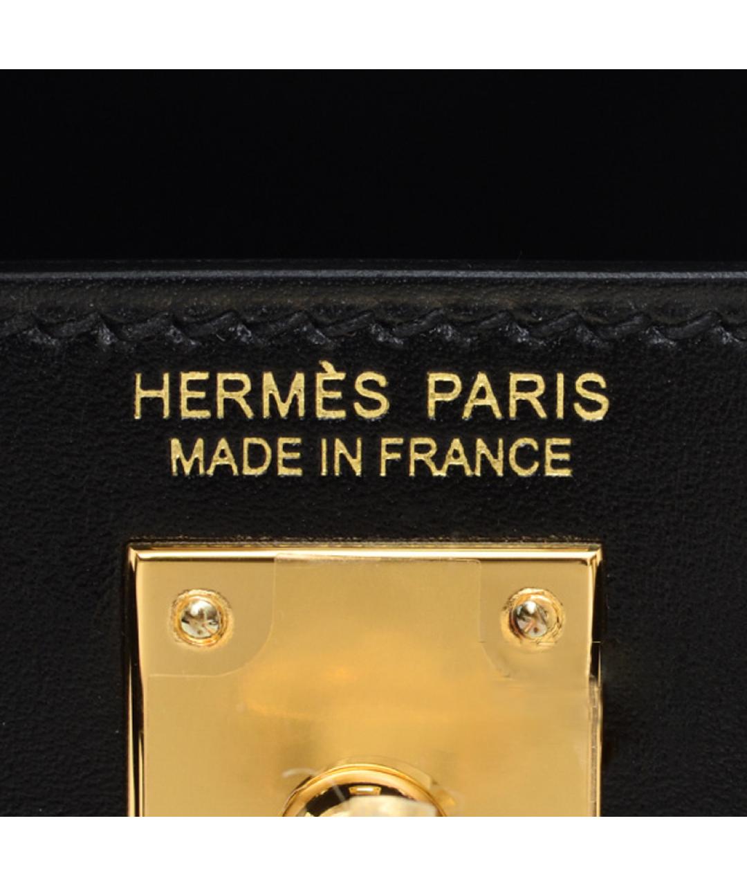 HERMES Черная кожаная сумка с короткими ручками, фото 6