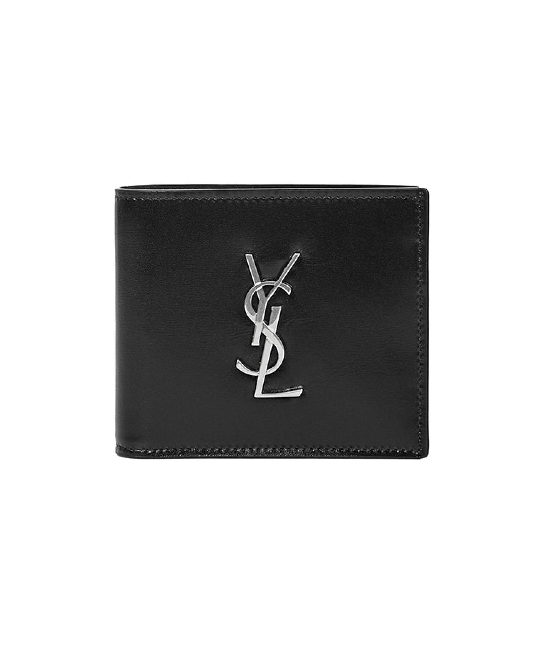 SAINT LAURENT Черный кожаный кошелек, фото 1