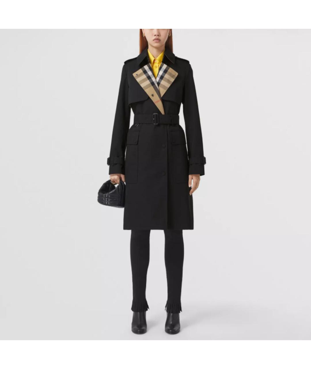 BURBERRY Черный хлопковый тренч/плащ, фото 3